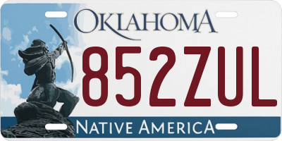 OK license plate 852ZUL