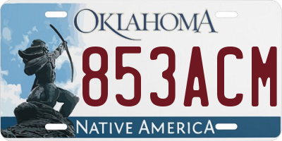 OK license plate 853ACM