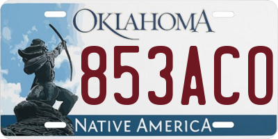 OK license plate 853ACO