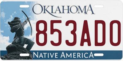 OK license plate 853ADO