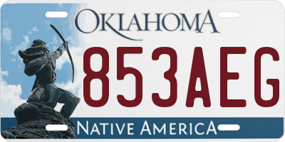 OK license plate 853AEG