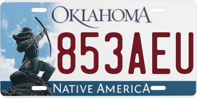 OK license plate 853AEU