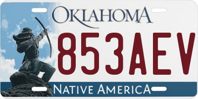 OK license plate 853AEV