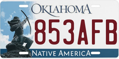 OK license plate 853AFB