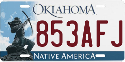 OK license plate 853AFJ