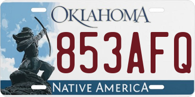 OK license plate 853AFQ