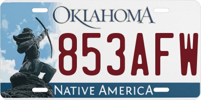 OK license plate 853AFW