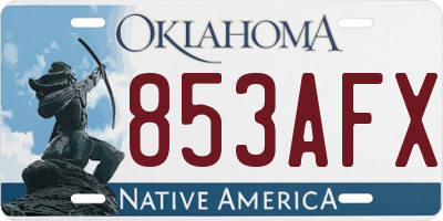 OK license plate 853AFX