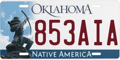 OK license plate 853AIA