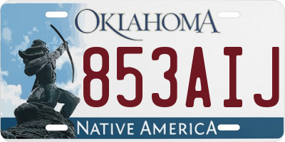 OK license plate 853AIJ