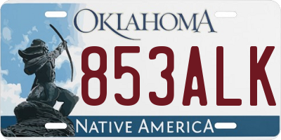 OK license plate 853ALK