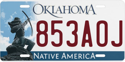 OK license plate 853AOJ