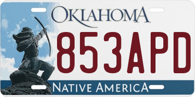 OK license plate 853APD