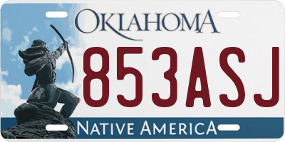 OK license plate 853ASJ