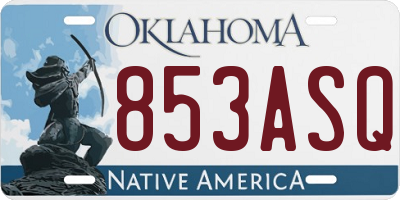 OK license plate 853ASQ