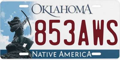 OK license plate 853AWS