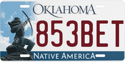 OK license plate 853BET