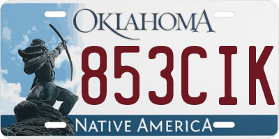 OK license plate 853CIK