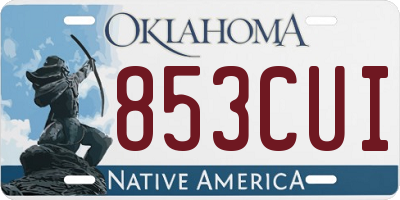 OK license plate 853CUI