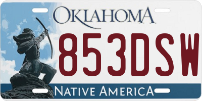 OK license plate 853DSW