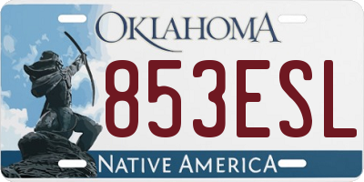 OK license plate 853ESL