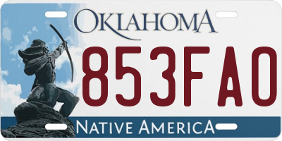 OK license plate 853FAO