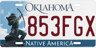 OK license plate 853FGX