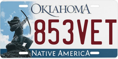 OK license plate 853VET