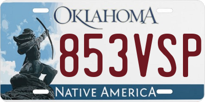 OK license plate 853VSP