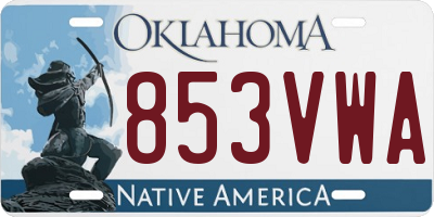 OK license plate 853VWA