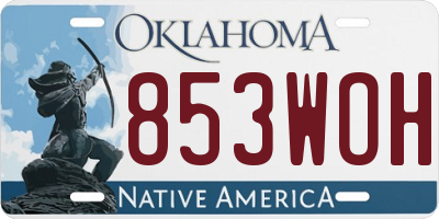 OK license plate 853WOH