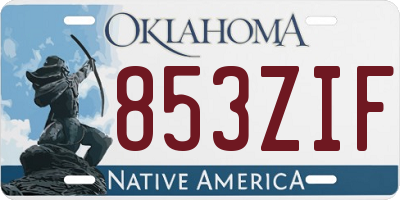 OK license plate 853ZIF