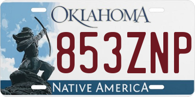 OK license plate 853ZNP