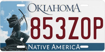 OK license plate 853ZOP