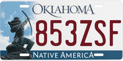 OK license plate 853ZSF