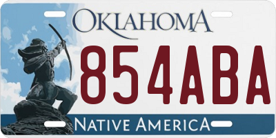 OK license plate 854ABA