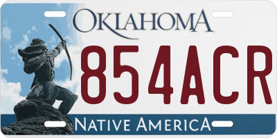 OK license plate 854ACR