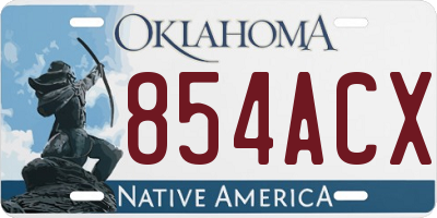 OK license plate 854ACX