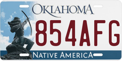 OK license plate 854AFG