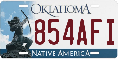 OK license plate 854AFI