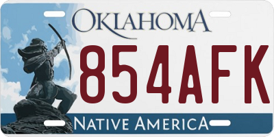 OK license plate 854AFK