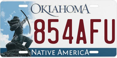 OK license plate 854AFU