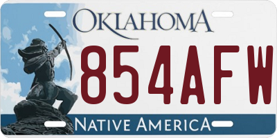 OK license plate 854AFW