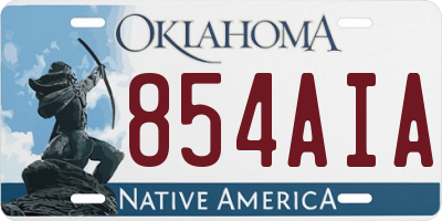 OK license plate 854AIA