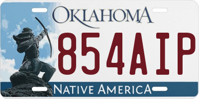 OK license plate 854AIP