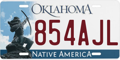 OK license plate 854AJL