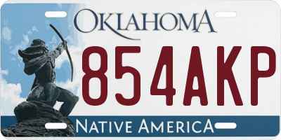 OK license plate 854AKP