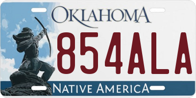 OK license plate 854ALA