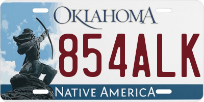 OK license plate 854ALK