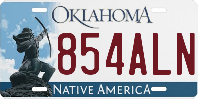 OK license plate 854ALN